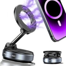Upgraded 360° Vacuum Magnetic Phone Holder, Magnetic Car Phone Mount, Hands-Free Suction Cup Phone Holder for Car/Gym/Mirror/Shower, Car Mount Compatible with iPhone 17 Pro Max/Android